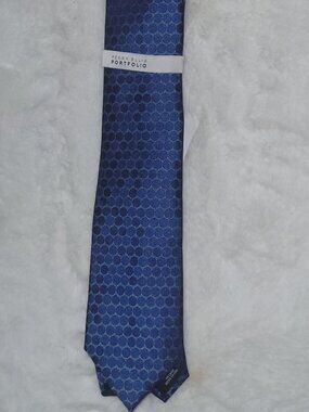 Perry Ellis Portfolio Mens Naylon Dot Tie Blue ONE SIZE